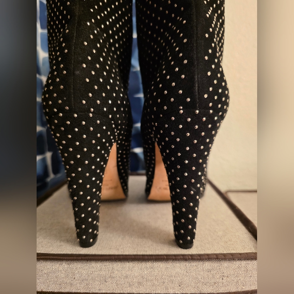JIMMY CHOO "Tari" Studded Mid-Calf Suede Boots Size 40 / US 10 - Picture 6 of 10